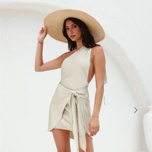 Hello Molly One-Shoulder Sage Dress